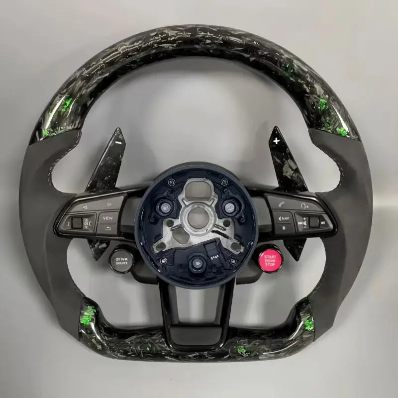 Half Leather Forged Carbon Steering Wheel for Audi B8 B9 A3 A4 A5 A6 A7 A8 Q5 Q7 TT R8 S3 S4 S5 S6 S7 RS5 RS6 RS7