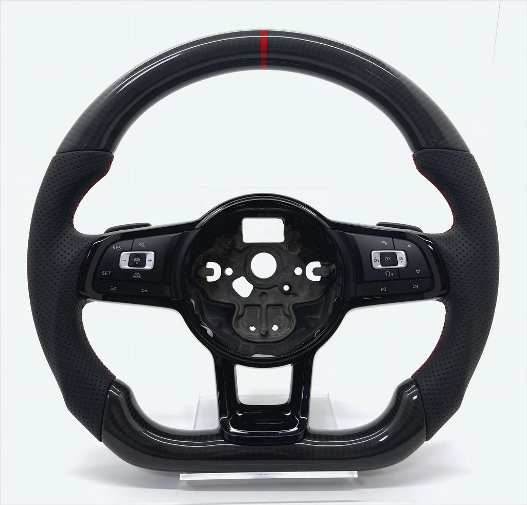 YLD Carbon Fiber Leather Steering Wheel Suitable for VW GTI GTS R GTD Golf 7 MK7 MK6 R-Line Polo Passat Car Steering Wheel