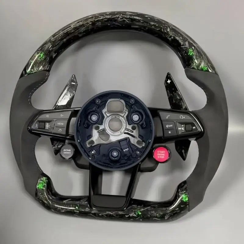 Half Leather Forged Carbon Steering Wheel for Audi B8 B9 A3 A4 A5 A6 A7 A8 Q5 Q7 TT R8 S3 S4 S5 S6 S7 RS5 RS6 RS7