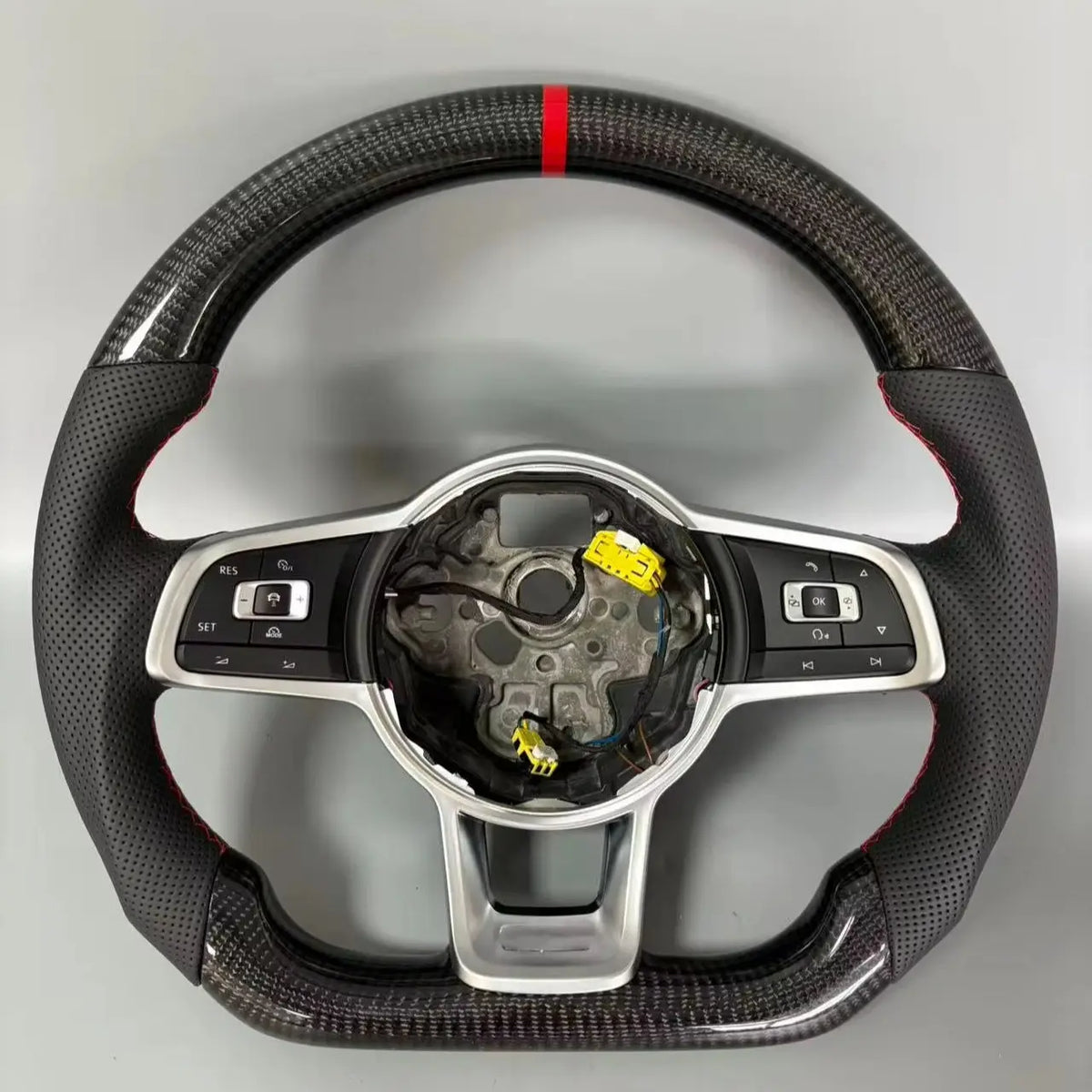 YLD Carbon Fiber Leather Steering Wheel Suitable for VW GTI GTS R GTD Golf 7 MK7 MK6 R-Line Polo Passat Car Steering Wheel